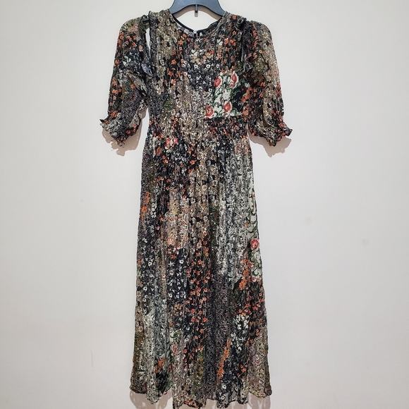 Zara Lace Floral Cold Shoulder Midi Dress - Picture 2 of 10